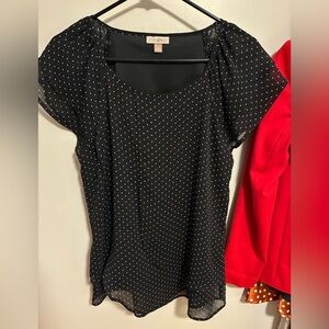 Black and white small polka dot blouse